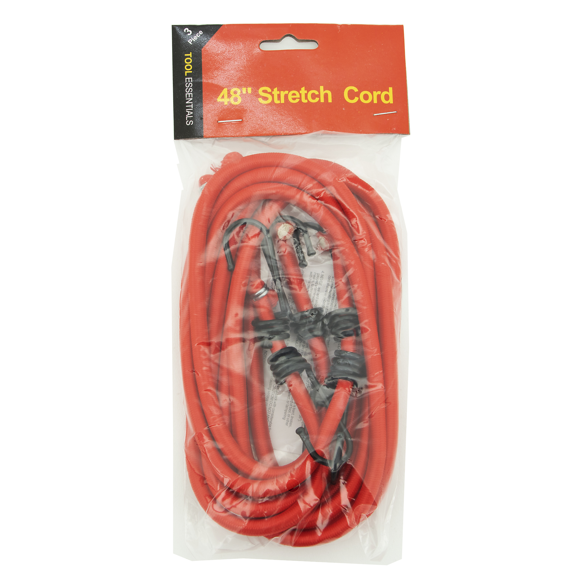 3Pc 48in. Long Bungee Cords with Spring Steel Hooks